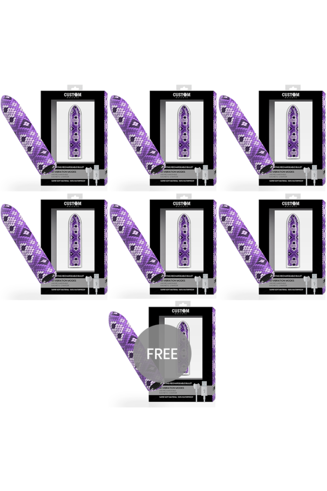 CUSTOM BULLETS - RICARICABILE SNAKE PURPLE MAGNETIC BULLET 10 INTENSITÀ 6 + 1 GRATIS