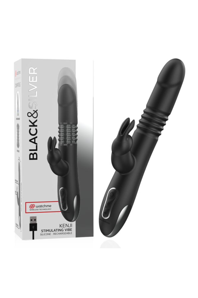 BLACK&SILVER - KENJI VIBRATORE RABBIT UP & DOWN + TELECOMANDO WATCHME