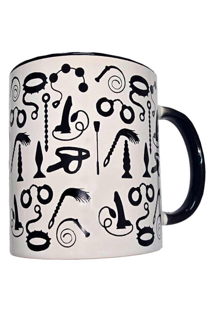 DIABLO PICANTE - TAZZA BONDAGE BIANCA CON MANICO NERO 370 ML