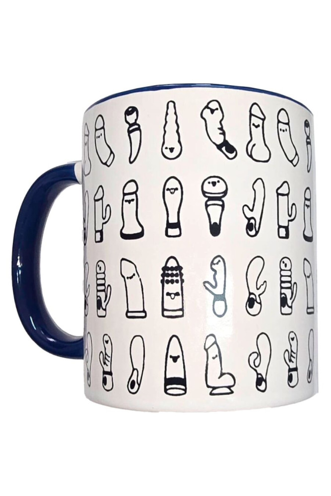 DIABLO PICANTE - TAZZA VIBRATORI BIANCHI CON MANICO BLU 370 ML