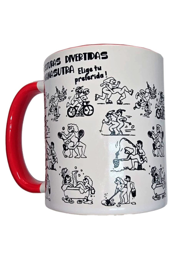 DIABLO PICANTE - TAZZA BIANCA CON MANICO ROSSO E POSIZIONI KAMASUTRA 370 ML