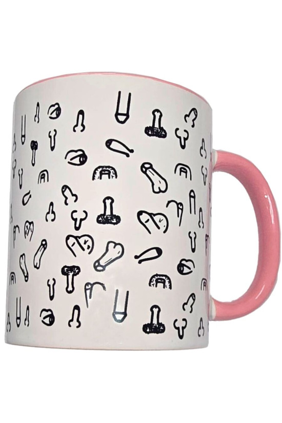 DIABLO PICANTE - TAZZA PENE BIANCA CON MANICO ROSA 370 M