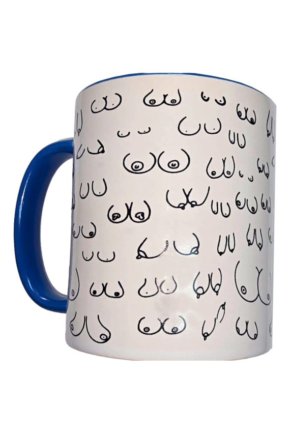 DIABLO PICANTE - TAZZA TETTE BIANCHE CON MANICO BLU 370 ML