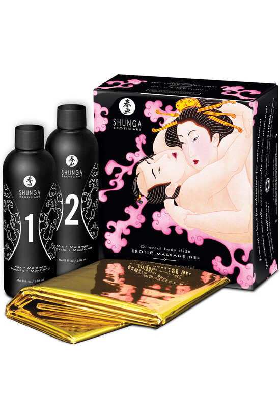 SHUNGA - GEL DA MASSAGGIO EROTICO CORPO A CORPO FRAGOLE E CAVA