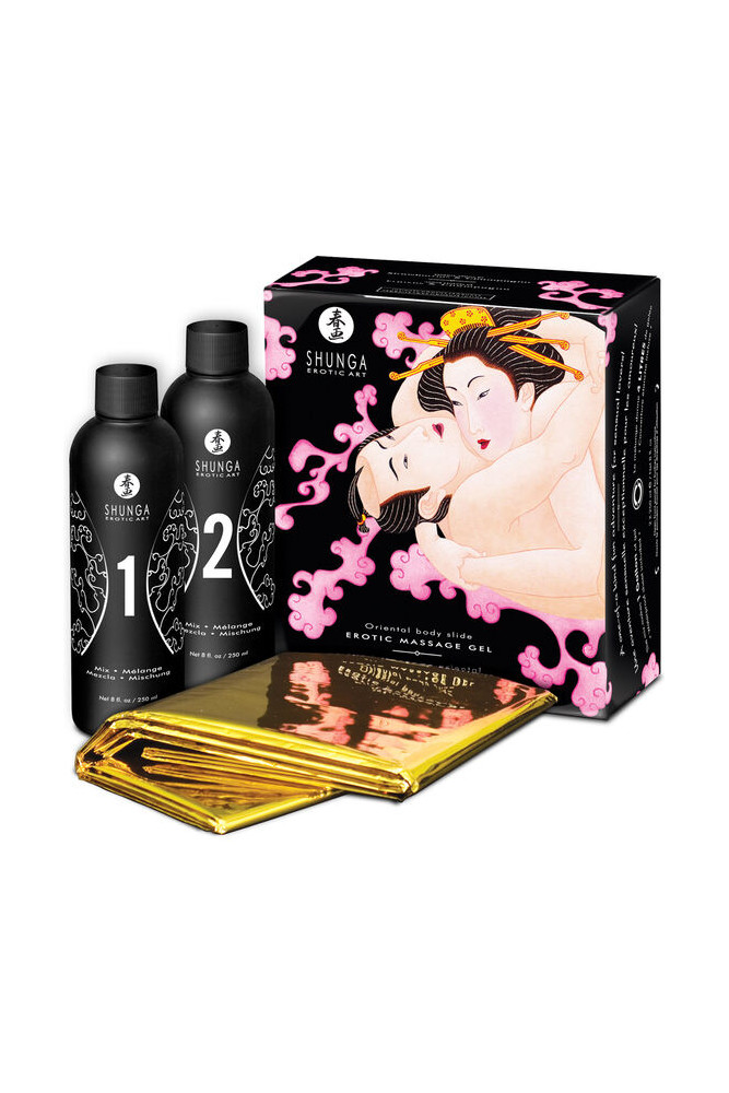 SHUNGA - GEL DA MASSAGGIO EROTICO CORPO A CORPO FRAGOLE E CAVA