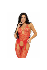 LEG AVENUE - BODYSTOCKING CON RETE TAGLIA UNICA - ROSSO