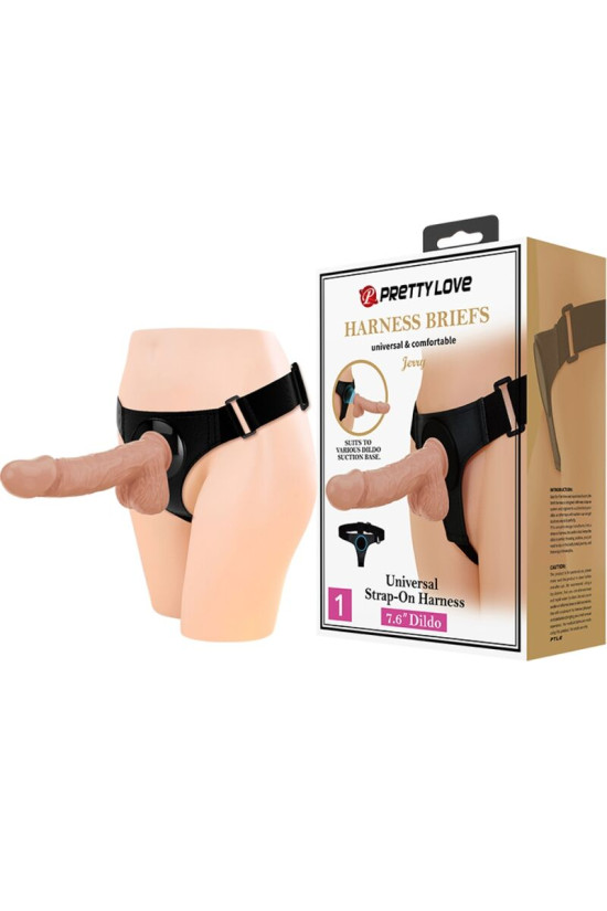 PRETTY LOVE - IMBRAGATURA SLIP UNIVERSALE CON DILDO JERRY 21.8 CM NATURALE