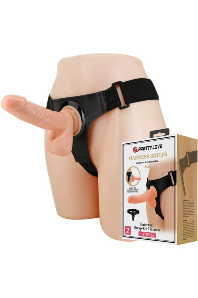 PRETTY LOVE - IMBRAGATURA SLIP UNIVERSALE CON DILDO TOM 20 CM NATURALE