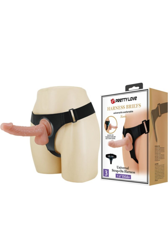 PRETTY LOVE - IMBRAGATURA SLIP UNIVERSALE CON DILDO KEVIN 19 CM NATURALE