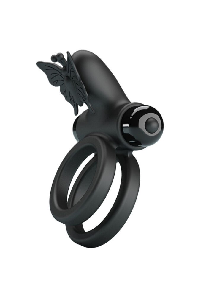 PRETTY LOVE - DOPPIO ANELLO VIBRANTE CON STIMOLATORE NERO