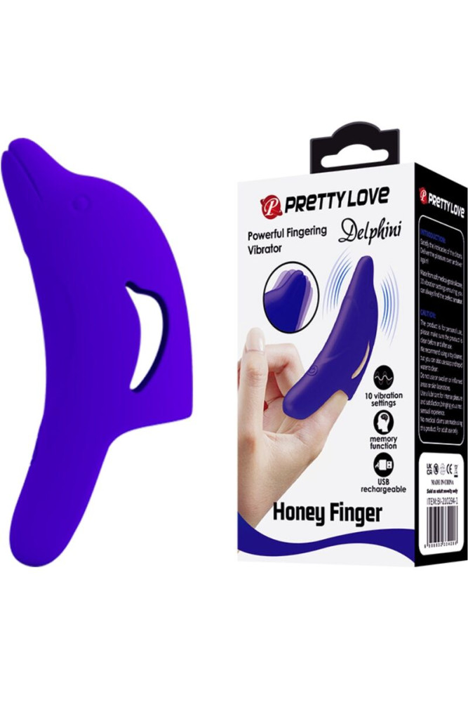 PRETTY LOVE - POTENTE STIMOLATORE DELLE DITA DELPHINI BLU SCURO