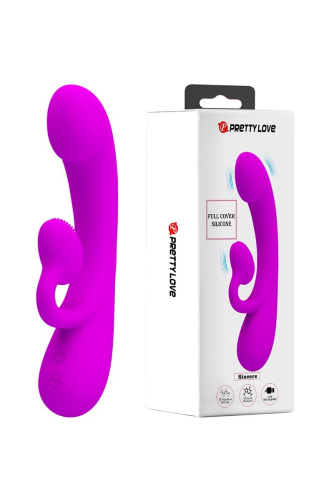 PRETTY LOVE - SINCERO VIBRATORE CLITORIDEO IN SILICONE E SUCCHIATORE VIOLA
