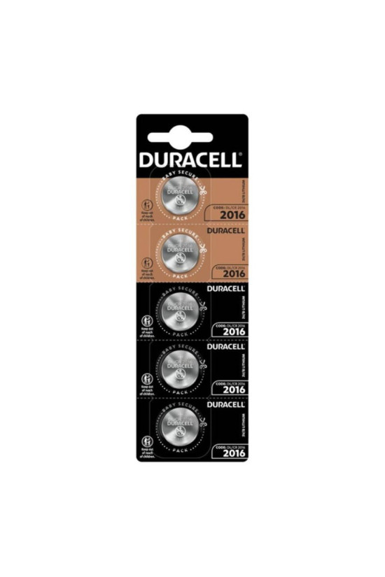 DURACELL - BATTERIA BOTTONE LITIO CR2016 3V 5 UNIT