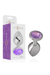 INTENSE - PLUG ANALE IN METALLO ALLUMINIO CON CRISTALLO VIOLA MISURA S