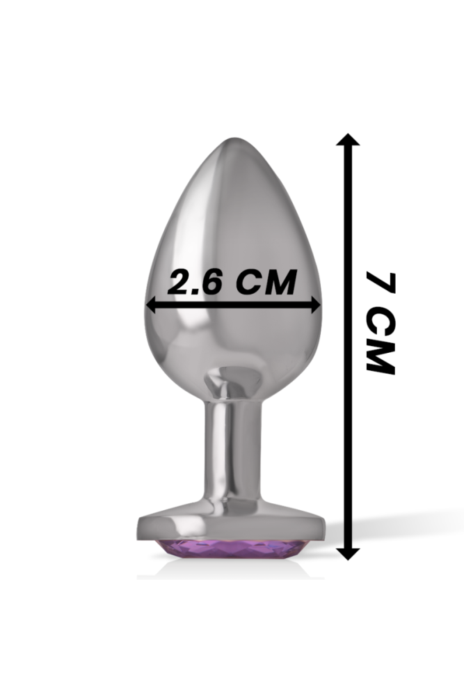 INTENSE - PLUG ANALE IN METALLO ALLUMINIO CON CRISTALLO VIOLA MISURA S