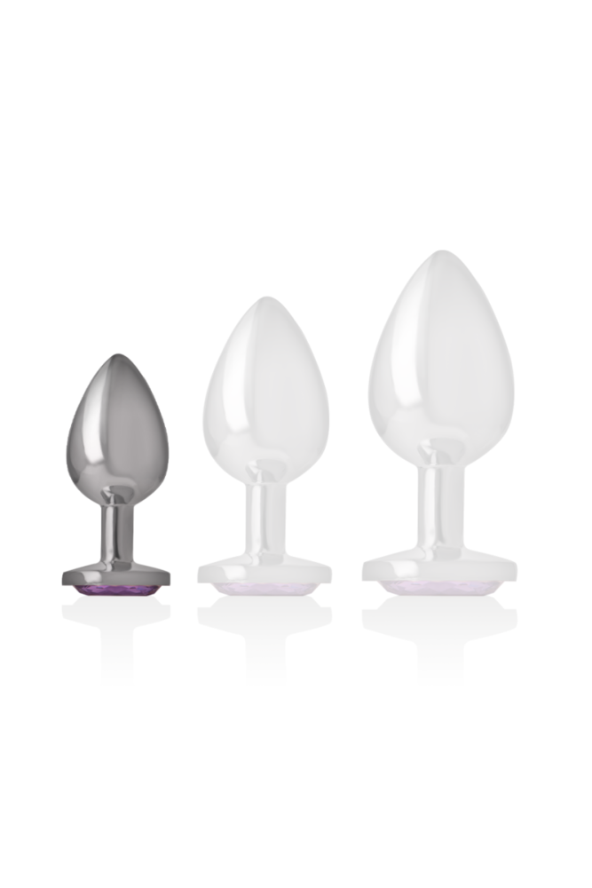 INTENSE - PLUG ANALE IN METALLO ALLUMINIO CON CRISTALLO VIOLA MISURA S