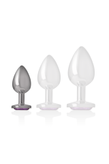 INTENSE - PLUG ANALE IN METALLO ALLUMINIO CON CRISTALLO VIOLA MISURA S