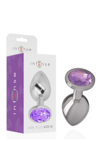 INTENSE - PLUG ANALE IN METALLO ALLUMINIO CON CRISTALLO VIOLA TAGLIA M