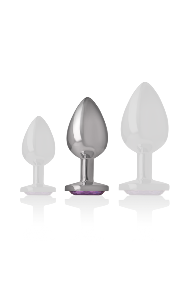 INTENSE - PLUG ANALE IN METALLO ALLUMINIO CON CRISTALLO VIOLA TAGLIA M