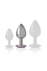 INTENSE - PLUG ANALE IN METALLO ALLUMINIO CON CRISTALLO VIOLA TAGLIA M