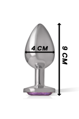 INTENSE - PLUG ANALE IN METALLO ALLUMINIO CON CRISTALLO VIOLA MISURA L