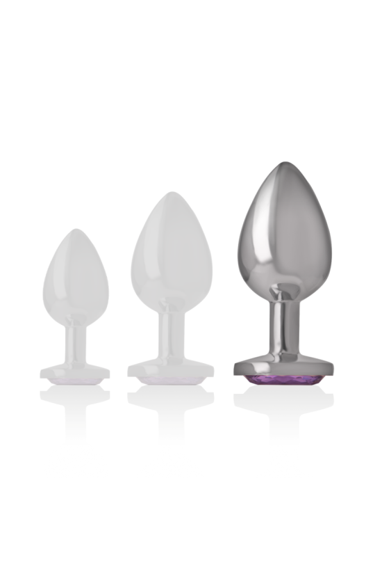 INTENSE - PLUG ANALE IN METALLO ALLUMINIO CON CRISTALLO VIOLA MISURA L