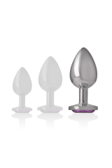 INTENSE - PLUG ANALE IN METALLO ALLUMINIO CON CRISTALLO VIOLA MISURA L