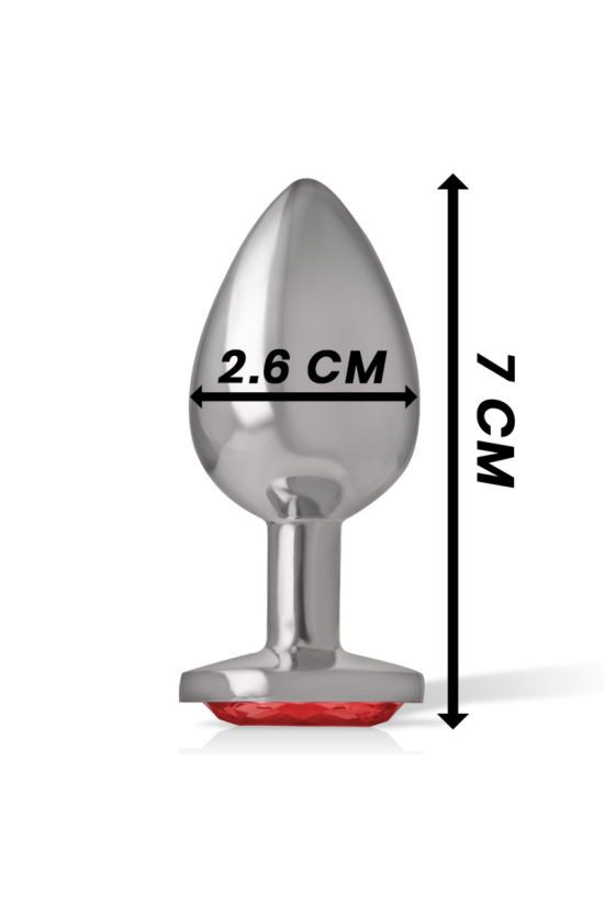 INTENSE - PLUG ANALE IN METALLO ALLUMINIO CON CRISTALLO ROSSO MISURA S