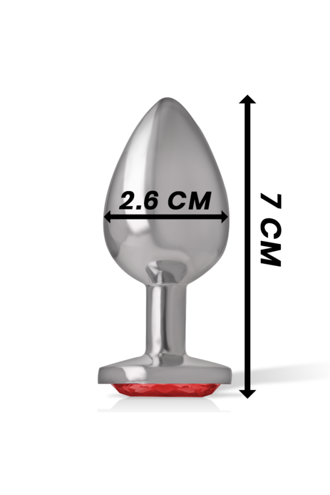 INTENSE - PLUG ANALE IN METALLO ALLUMINIO CON CRISTALLO ROSSO MISURA S