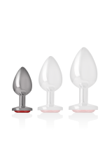 INTENSE - PLUG ANALE IN METALLO ALLUMINIO CON CRISTALLO ROSSO MISURA S