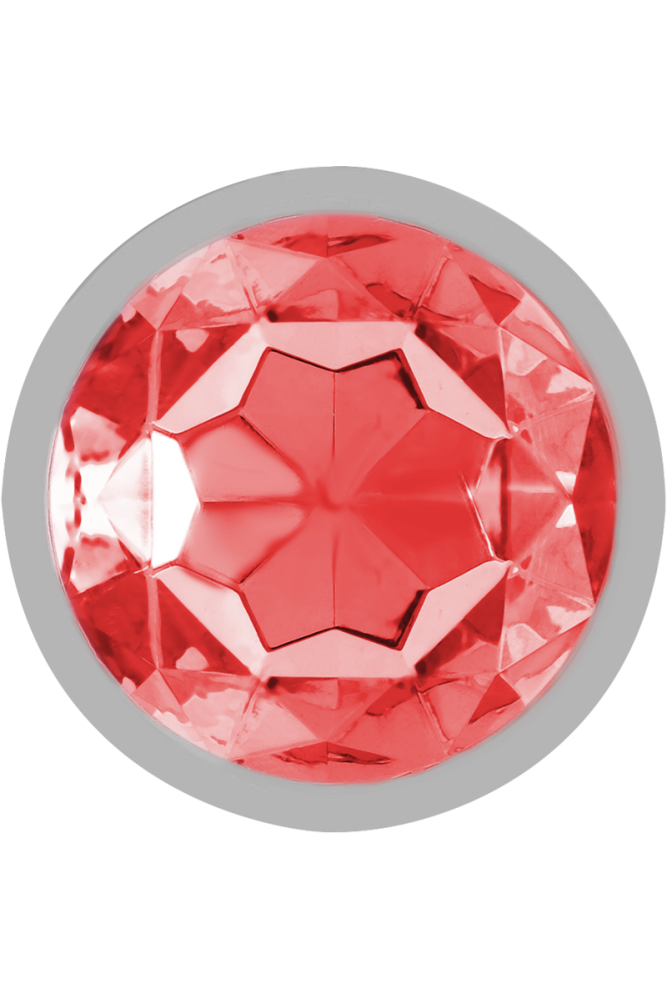 INTENSE - PLUG ANALE IN METALLO ALLUMINIO CON CRISTALLO ROSSO MISURA L