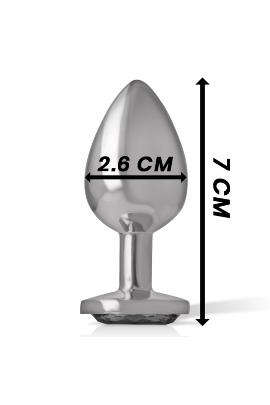 INTENSE - PLUG ANALE IN METALLO ALLUMINIO CON CRISTALLO NERO TAGLIA S
