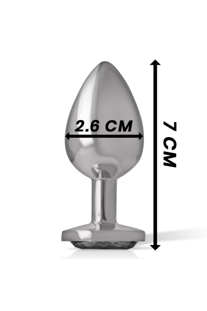 INTENSE - PLUG ANALE IN METALLO ALLUMINIO CON CRISTALLO NERO TAGLIA S