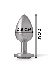 INTENSE - PLUG ANALE IN METALLO ALLUMINIO CON CRISTALLO NERO TAGLIA S