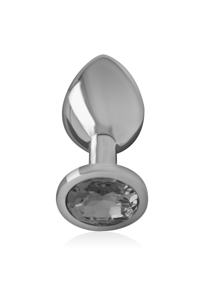 INTENSE - PLUG ANALE IN METALLO ALLUMINIO CON VETRO NERO TAGLIA M