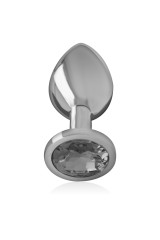 INTENSE - PLUG ANALE IN METALLO ALLUMINIO CON VETRO NERO TAGLIA M