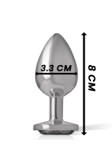 INTENSE - PLUG ANALE IN METALLO ALLUMINIO CON VETRO NERO TAGLIA M