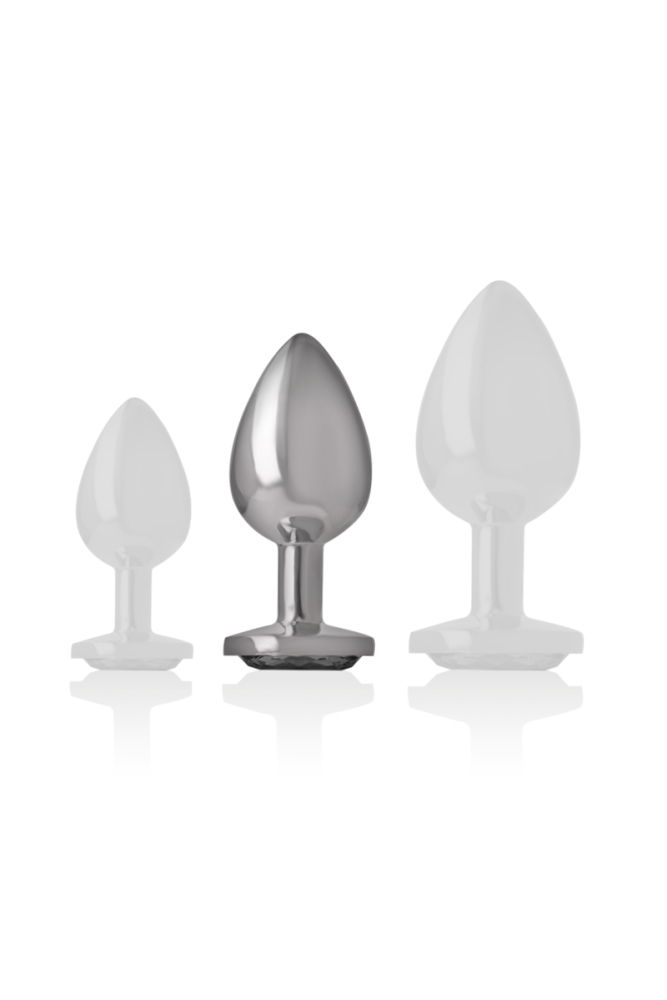 INTENSE - PLUG ANALE IN METALLO ALLUMINIO CON VETRO NERO TAGLIA M