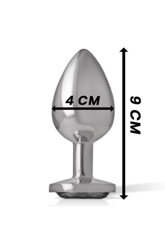 INTENSE - PLUG ANALE IN METALLO ALLUMINIO CON VETRO NERO TAGLIA L