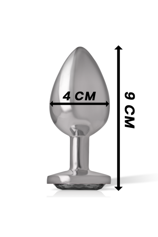 INTENSE - PLUG ANALE IN METALLO ALLUMINIO CON VETRO NERO TAGLIA L