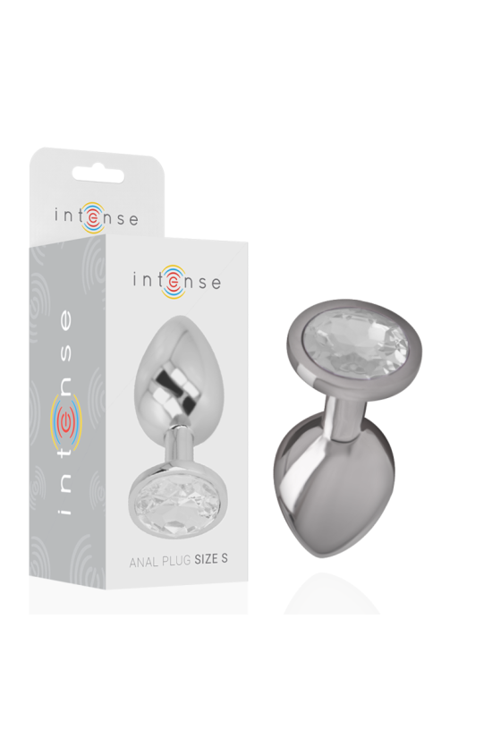 INTENSE - PLUG ANALE IN METALLO ALLUMINIO CON CRISTALLO ARGENTO MISURA S