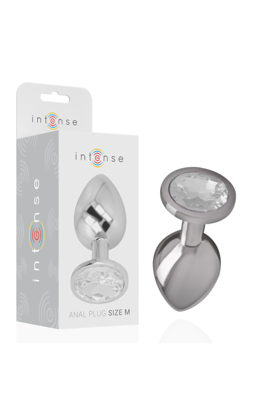 INTENSE - PLUG ANALE IN METALLO ALLUMINIO CON CRISTALLO ARGENTO TAGLIA M