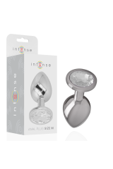 INTENSE - PLUG ANALE IN METALLO ALLUMINIO CON CRISTALLO ARGENTO TAGLIA M