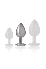 INTENSE - PLUG ANALE IN METALLO ALLUMINIO CON CRISTALLO ARGENTO TAGLIA M