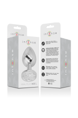 INTENSE - PLUG ANALE IN METALLO ALLUMINIO CON CRISTALLO ARGENTO MISURA L