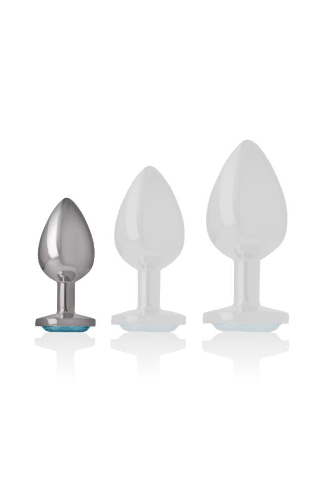 INTENSE - PLUG ANALE IN METALLO ALLUMINIO CON CRISTALLO BLU TAGLIA S