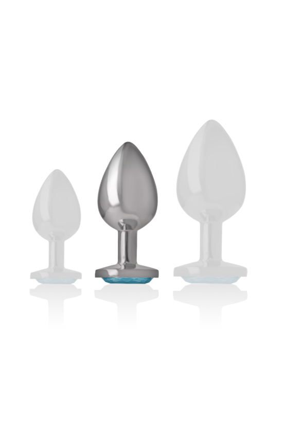 INTENSE - PLUG ANALE IN METALLO ALLUMINIO CON VETRO BLU TAGLIA M