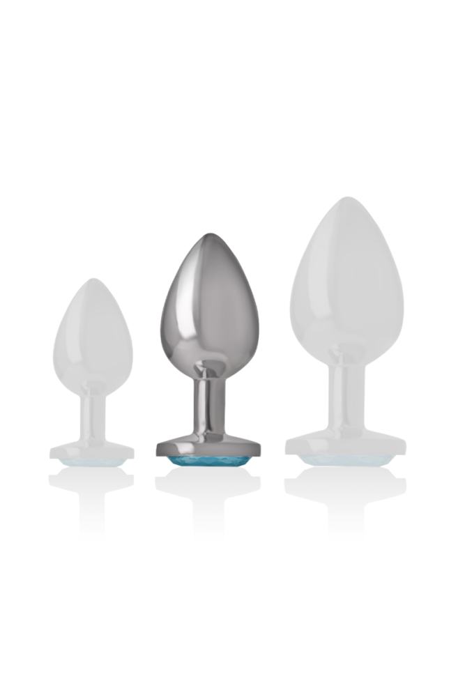 INTENSE - PLUG ANALE IN METALLO ALLUMINIO CON VETRO BLU TAGLIA M