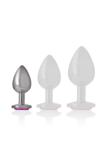 INTENSE - PLUG ANALE IN METALLO ALLUMINIO CON CRISTALLO ROSA TAGLIA S