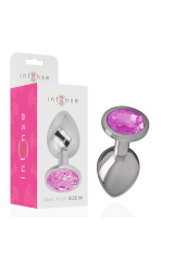 INTENSE - PLUG ANALE IN METALLO ALLUMINIO CON CRISTALLO ROSA TAGLIA M